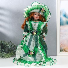 Кукла коллекционная керамика "Фрейлина Абигейл в изумрудном платье" 40 см No Brand