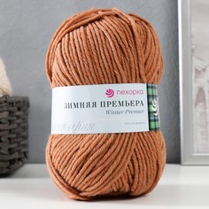 Пряжа "Зимняя премьера" 50%меринос.шерсть, 50% акрил объёмный 150м/100гр (1002-Карамель) Пехорка