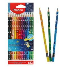 Карандаши 12 цветов Maped Color Peps cosmic пластиковые, декорированные, европодвес
