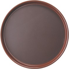 Поднос прорезиненный круглый Prohotel 405х405х25мм, полипропилен, коричневый