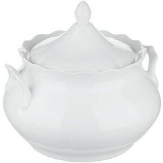 Супница с крышкой Добрушский фарфоровый завод Романc 3л, 230х140х230мм, фарфор, белый