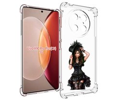 Чехол MyPads стройная-девушка-в-черном-платье для Vivo X90 Pro Plus