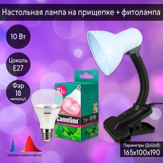 Комплект из фитолампы 10W E27 (189277) и настольной лампы на прищепке (189654) №1 Combo