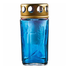 Свеча декоративная в стекле синяя No Brand