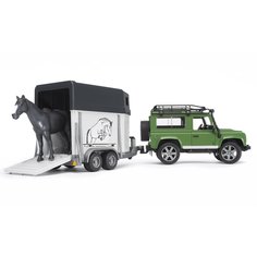 Внедорожник Bruder Land Rover Defender с прицепом и лошадью