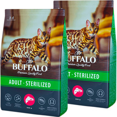 Сухой корм для кошек Mr.Buffalo Adult Sterilized, для кастрированных, лосось, 2шт по 0,4кг