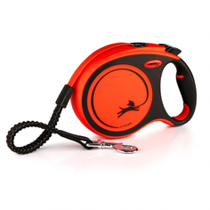 Поводок-рулетка Flexi Xtreme L, черно-оранжевый, 8 м, 55 кг