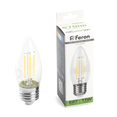 Лампочка светодиодная FERON арт.38273, LB-713, 11W, 230V, E27, 4000К, свеча, уп. 5 шт.