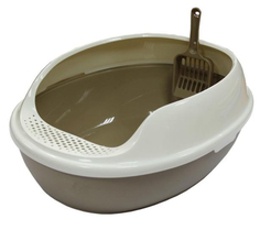 Лоток для кошек Buddy с бортиком и совком, коричневый, 50x38x20 см