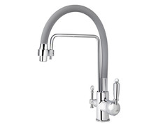Смеситель для кухни VIKO V-5616 под фильтр Ф35 с гибким серым изливом Chrome