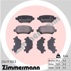 23417.150.2 колодки дисковые задние Opel AstraG 1.8-2.2DT 01-04/Zafira 2.2i/DTi 01> Zimmermann