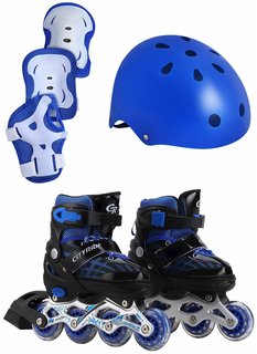 Набор детские роликовые коньки/защита City-Ride PVC, M р.34-38, раздвижные, JB0210516