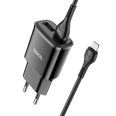 Зарядное устройство HOCO C88A Star 2*USB + Кабель USB-Lightning, 2.4A, черный