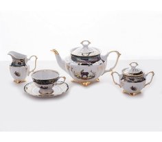 Сервиз чайный Bavaria Охота зеленая на 6 персон 15 предметов Bavarian Porcelain