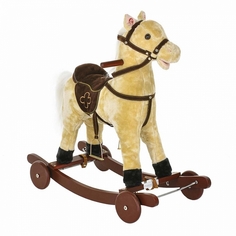 Качалка-Лошадка Pituso с колесами мягконабивная Светло-бежевый