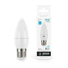 Упаковка ламп 10 штук Лампа Gauss Elementary Свеча 10W 750lm 4100K E27 LED