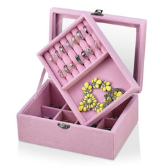 Двухуровневая розовая шкатулка для хранения украшений Leader S1521-Pink