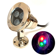 Подсветка подводная HQ-S03M-1 в металлическом корпусе, 3 разноцветных светодиода Huiqi