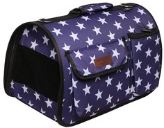 Сумка-переноска для кошек и собак Lion LM6443 синий, белый 26x40x27см