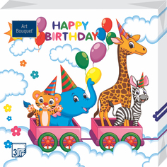 Салфетки Art bouquet Art bouquet бумажные зоопарк 33х33 3сл 20шт