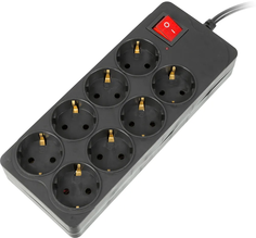 Сетевой фильтр Buro 800SH-1.8-B 1.8м (8 розеток) черный (коробка)