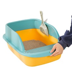 Туалет с бортиком, лопаткой и порогом для кошек, Bentfores, 52 х 36 х 21,5 см