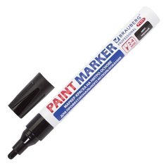 Маркер-краска лаковый (paint marker) 4 мм, ЧЕРНЫЙ, НИТРО-ОСНОВА, алюминиевый корпус, BRAUB Brauberg