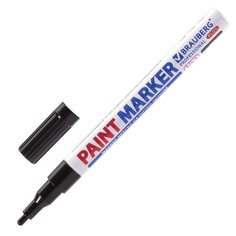 Маркер-краска лаковый (paint marker) 2 мм, ЧЕРНЫЙ, НИТРО-ОСНОВА, алюминиевый корпус, BRAUB Brauberg