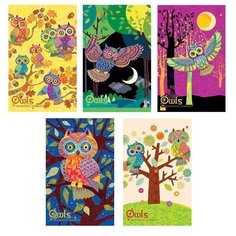 Блокнот А5, 40 л, гребень, ламинированный картон, клетка, Альт, "Совы", (5 видов), 3-40-02