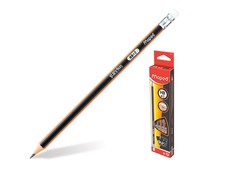 Карандаши чернографитные MAPED (Франция), НАБОР 12 шт, "Black Peps", HB, трехгранные, с р