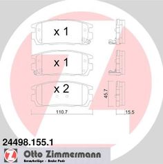 Колодки Тормозные Задние Zimmermann 244981551