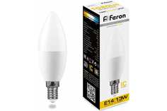 Лампа светодиодная LED 13вт E14 теплый матовая свеча | код 38107 | FERON (1 шт.)
