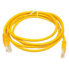 Патч-корд литой (molded), cat.5E, 2м, 1 шт, желтый No Brand
