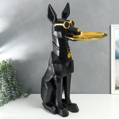 Сувенир полистоун подставка 3D "Чёрный пёс в очках" d=26 см 77х26х20 см No Brand