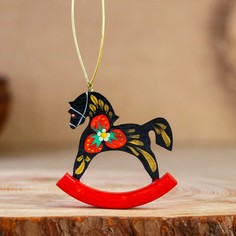 Сувенир "Лошадка-качалка" , 6,5 см, ручная роспись No Brand