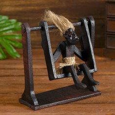 Сувенир дерево "Абориген на качели" 17 см No Brand