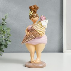 Сувенир полистоун "Аппетитная толстушка с рожком мороженого" 22х9х9,5 см No Brand