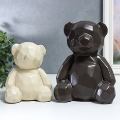 Сувенир керамика 3D "Медвежата" матовый шоколад и сливки набор 2 шт 18,5х12х14,5 см No Brand