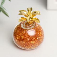 Сувенир стекло "Жёлтый ананас со стразами" 6,5х5х5 см No Brand