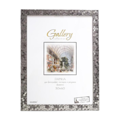 Фоторамка пластик Gallery 30х40 см, 651628 металлик (пластиковый экран) No Brand