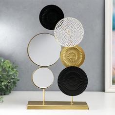 Сувенир металл с зеркалом "Круги" золото с чёрным 37х8х22 см No Brand