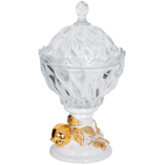 Фруктовница-конфетница Лайм Дженоа Айс Мраморное золото Bogacho