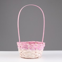 Корзина плетеная 19х9/34 см, розовый, бамбук No Brand