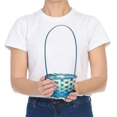 Корзина плетеная, бамбук, бирюзовый, 13х9,5/28 см No Brand