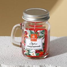 Свеча в банке Ярких ощущений, аромат цветочный No Brand