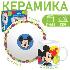 Набор детской посуды "Микки" 2 предмета: салатник, кружка, Микки Маус и его друзья Disney
