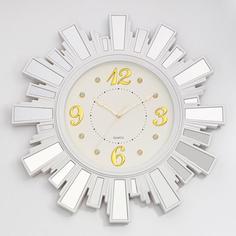 Часы настенные, серия: Интерьер "Лучики Солнца" d=53 см, с зеркалом, белые, плавный ход Troika