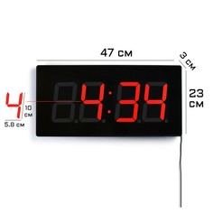 Часы электронные настенные, 23 х 3 х 47 см, от сети, USB No Brand