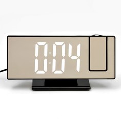 Часы настольные электронные с проекцией: будильник, термометр, календарь, USB, 18.5 x 7.5 No Brand