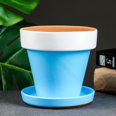 Цветочный горшок 0,5 л голубой 1 шт. No Brand